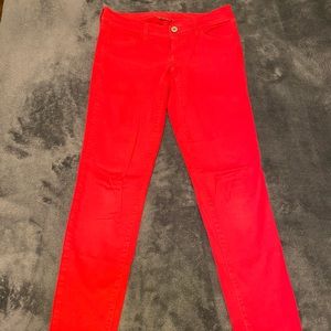 American Eagle bright red skinny jeans